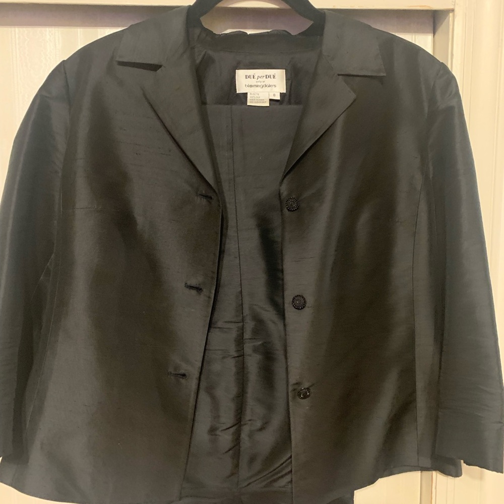 VINTAGE Black Women's 100% SILK Cropped Jacket/pants by DUE per DUE